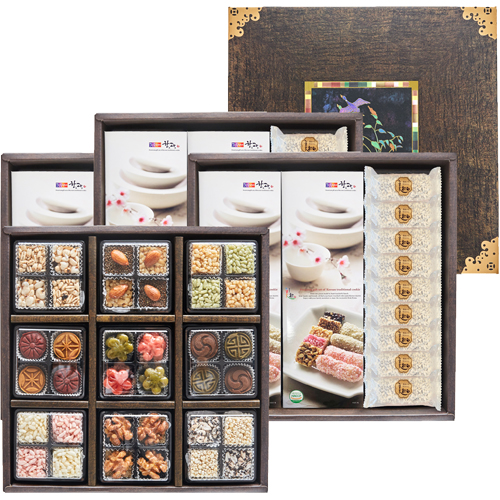 미송식품 수제한과4단세트([총 1,250g] / 4단세트21곡 초코유과 + 강정류 12종 + 다식류 4종 + 약과류 2종)