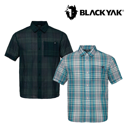 [블랙야크] 26SS 남성 경량 코튼 체크 반팔 셔츠 1BYYSMV009 (네이비,터쿼이즈 택1)